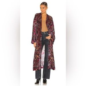 Free People Velvet Soft Enchanted Robe - Size Sm - Purple Paisley Pattern